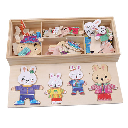 Cartoon Wooden Toy Rabbit Changing